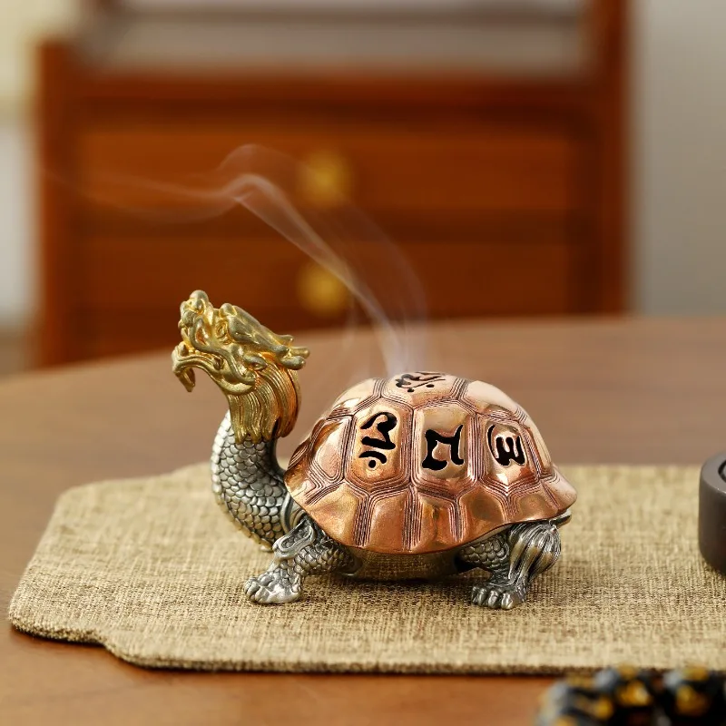 New creative dragon turtle incense burner ornaments Xuanwu Zen Office desktop bronze ornaments decorative crafts
New creative dragon turtle incense burner ornaments Xuanwu Zen Office desktop bronze ornaments decorative crafts