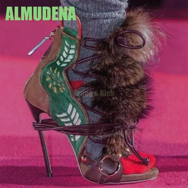 Fashion Show Stiletto High Heels with Open Toe Retro Metal Buckle Strap Design Plush Women's Short Boots Sandals
Fashion Show Stiletto High Heels with Open Toe Retro Metal Buckle Strap Design Plush Women's Short Boots Sandals