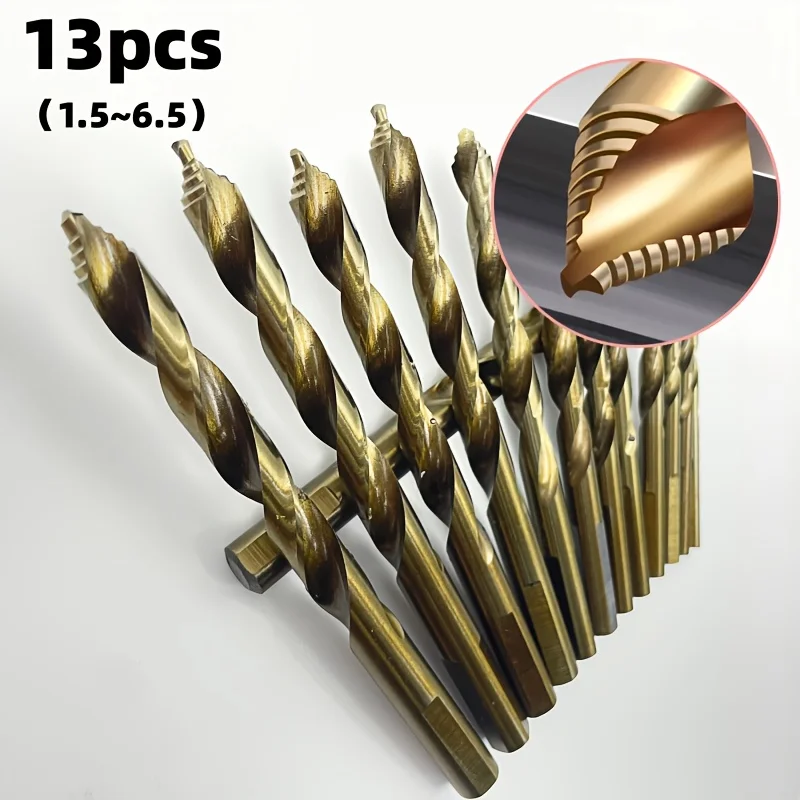 13Pcs Cobalt HSS Twist Drill Bit Set (1-6.5mm) - For Stainless Steel, Metal Wood, High Hardness Drilling Tools with Storage Box
13Pcs Cobalt HSS Twist Drill Bit Set (1-6.5mm) - For Stainless Steel, Metal Wood, High Hardness Drilling Tools with Storage Box