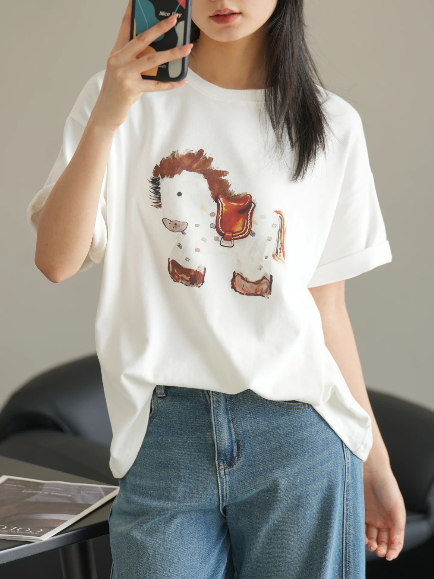 Spring Summer Women's Rainbow Print ort Sve Baby Velvet Top Casual Loose Fit Cotton Blend T-irt Comfortable Brea...
Spring Summer Women's Rainbow Print ort Sve Baby Velvet Top Casual Loose Fit Cotton Blend T-irt Comfortable Brea...