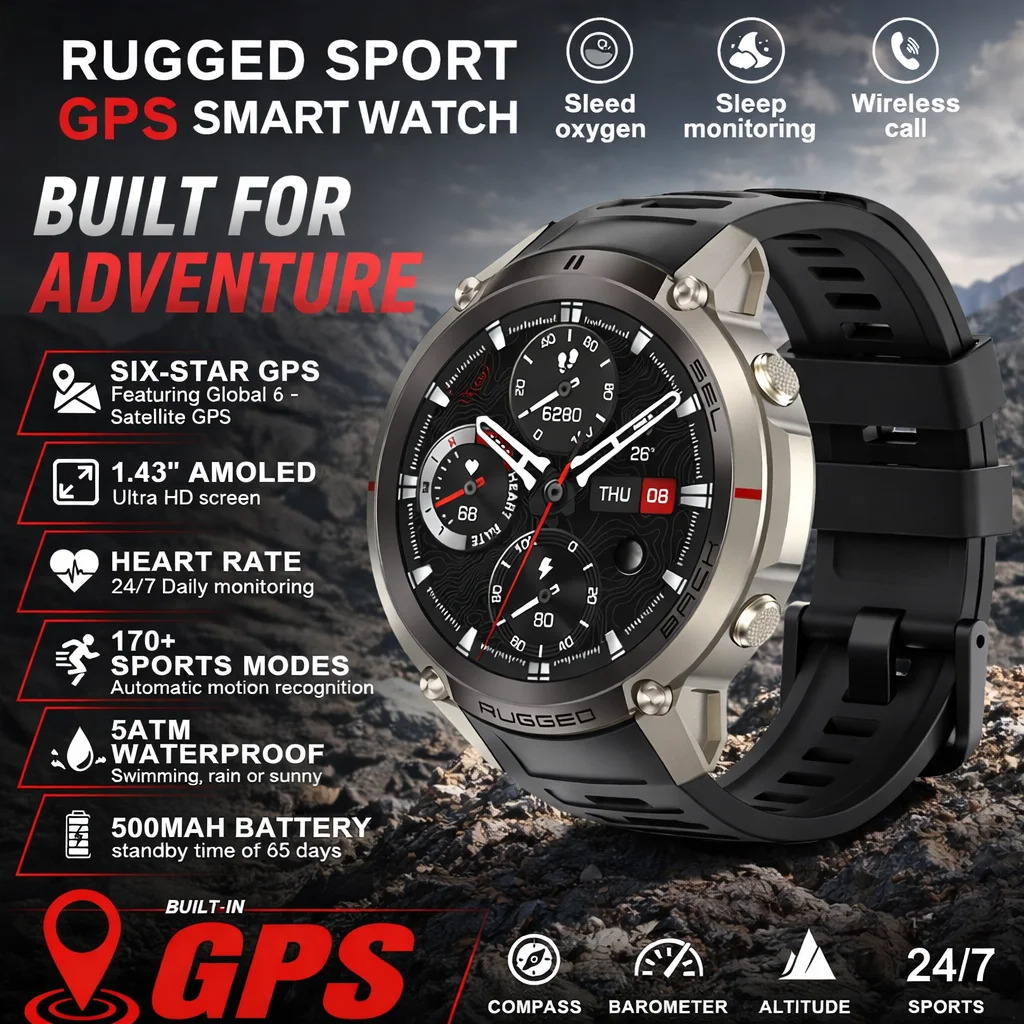 LIGE New Outdoor GPS Smart Watch Offline Maps Download Compass Tracking 5ATM Waterproof Tactics Sport Smart Bracelet For Men
LIGE New Outdoor GPS Smart Watch Offline Maps Download Compass Tracking 5ATM Waterproof Tactics Sport Smart Bracelet For Men