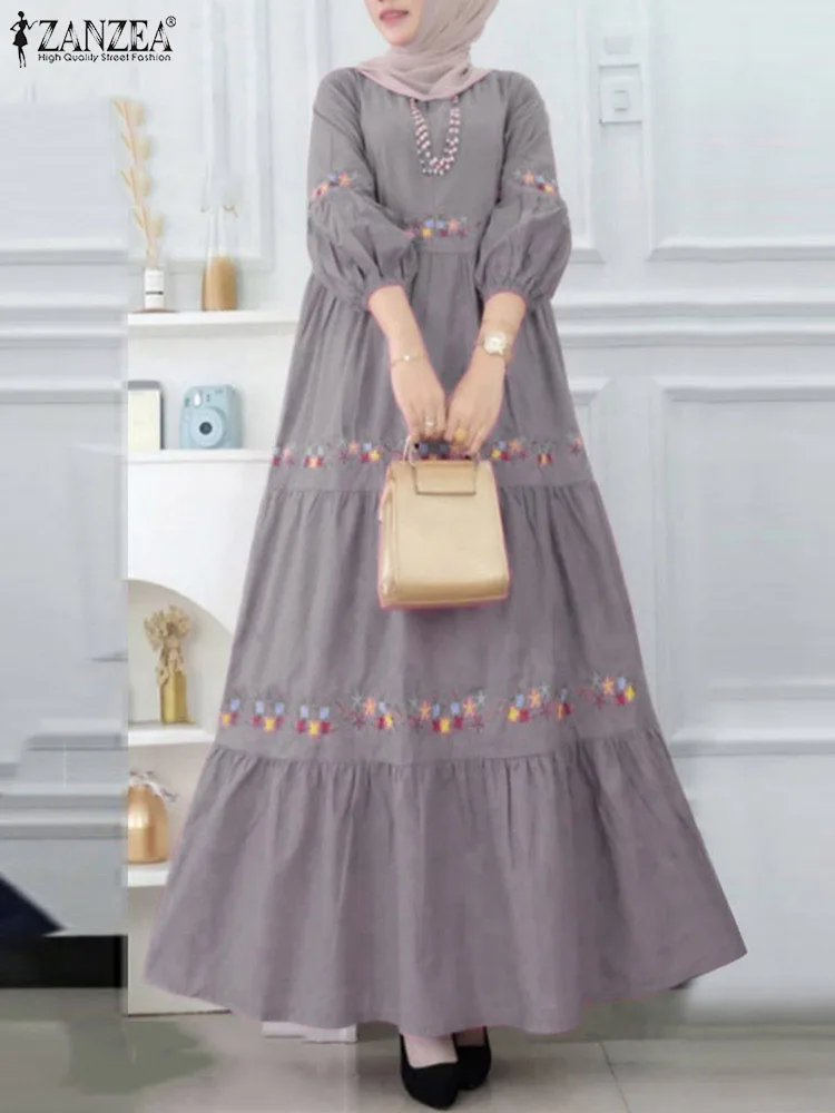 Spring O Neck Puff Sleeve Muslim Sundress Robe Femme ZANZEA Women Vintage Floral Printed Maxi Dress Casual Loose Party Vestido
Spring O Neck Puff Sleeve Muslim Sundress Robe Femme ZANZEA Women Vintage Floral Printed Maxi Dress Casual Loose Party Vestido