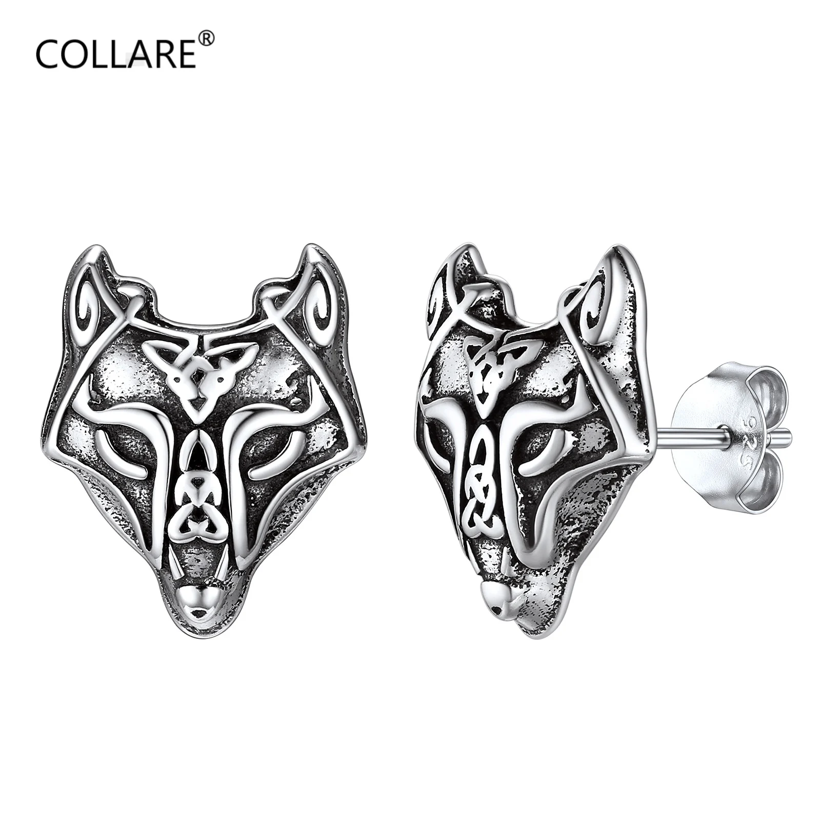 ChainsPro Men Women Norse Viking Vintage 925 Sterling Silver Celtic Knot Pattern Wolf Head Stud Earrings Push Back Closure CP683
ChainsPro Men Women Norse Viking Vintage 925 Sterling Silver Celtic Knot Pattern Wolf Head Stud Earrings Push Back Closure CP683