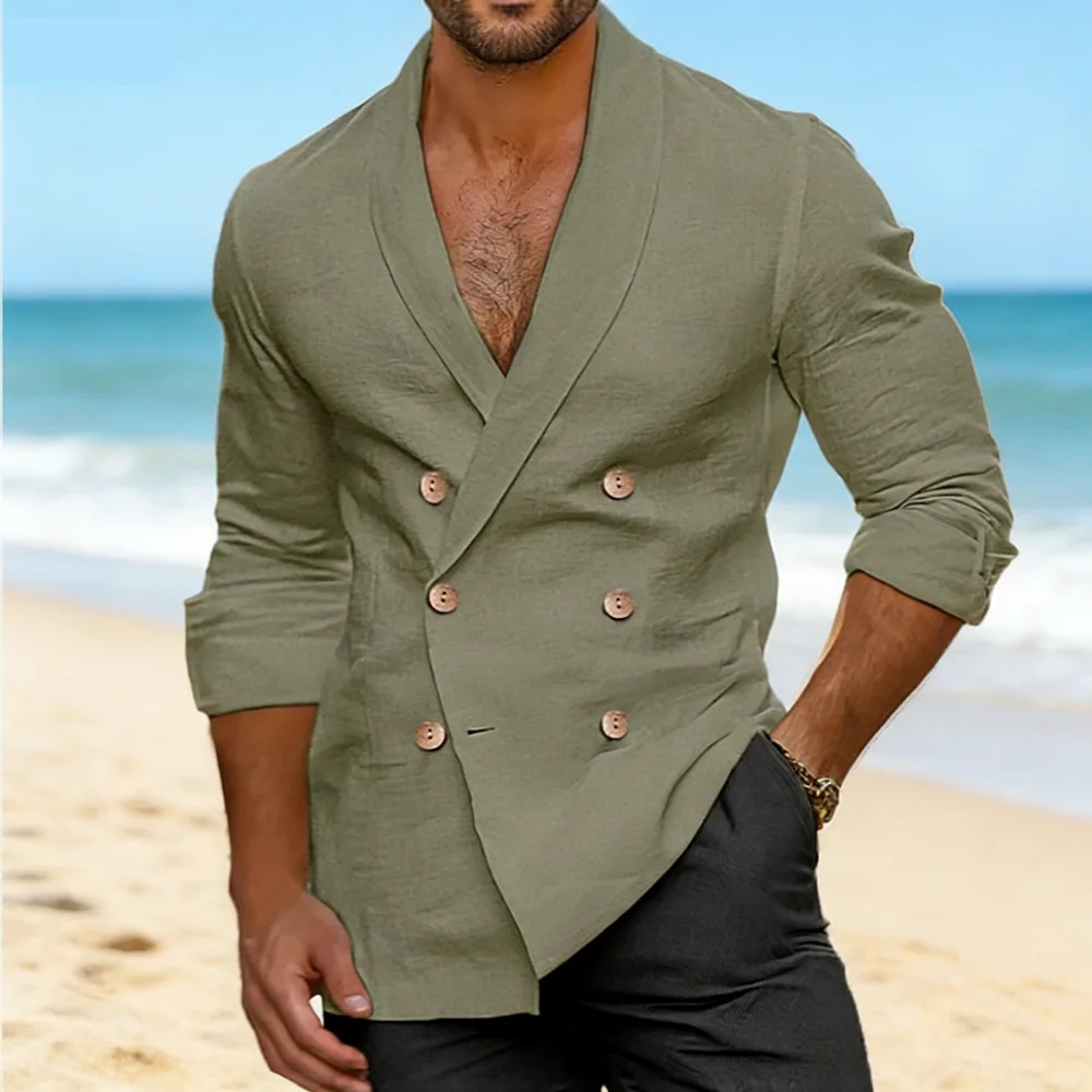 Мужская повседневная куртка из хлопка и льна от португальского бренда Nova T Transcendent: модный кардиган с длинными рукавами из хлопка и льна.
Мужская повседневная куртка из хлопка и льна от португальского бренда Nova T Transcendent: модный кардиган с длинными рукавами из хлопка и льна.