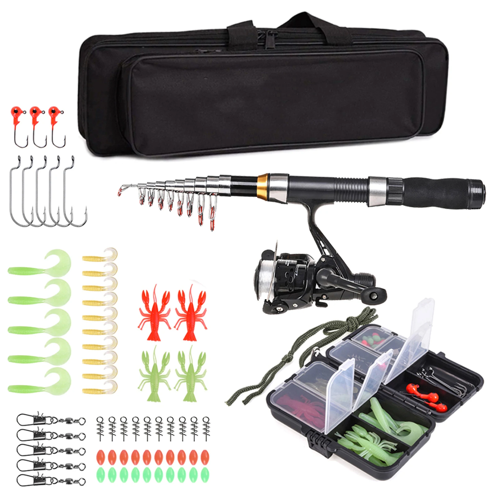 Lixada Fishing Rod Reel Combo Full Kit 2.1m/2.3m Telescopic Fishing Rod Spinning Reel Set with Hooks Soft Lures Barrel Swivels
Lixada Fishing Rod Reel Combo Full Kit 2.1m/2.3m Telescopic Fishing Rod Spinning Reel Set with Hooks Soft Lures Barrel Swivels