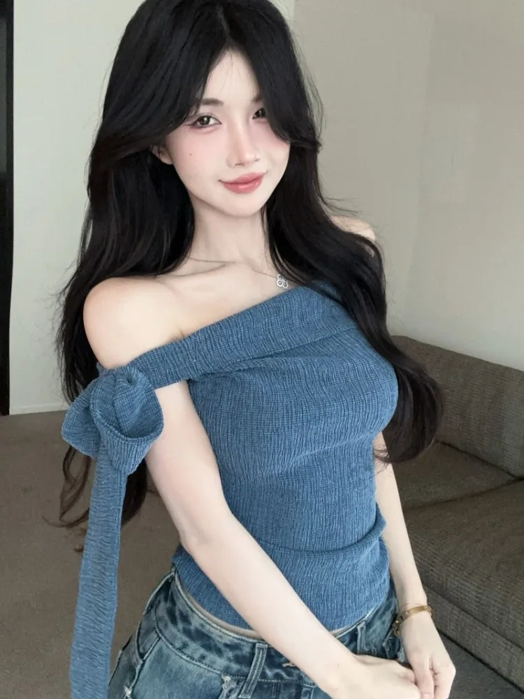 Spicy Girl Tie Shoulder Waist Cinched Short Sleeve T-Shirt Women Summer Design Slim Fit Shoulder Elegant Top
Spicy Girl Tie Shoulder Waist Cinched Short Sleeve T-Shirt Women Summer Design Slim Fit Shoulder Elegant Top