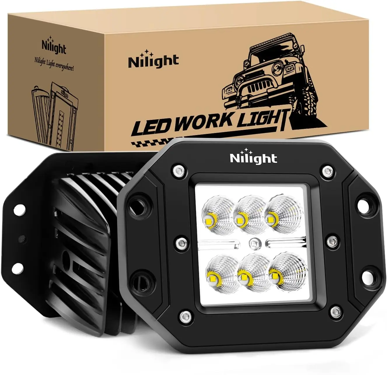 Nilight LED Work Lights 18W 2PCS Flush Mount Off Road Flood Spot Driving Lamps for Truck Jeep Tacoma ATV UTV Auxiliary Light
Nilight LED Work Lights 18W 2PCS Flush Mount Off Road Flood Spot Driving Lamps for Truck Jeep Tacoma ATV UTV Auxiliary Light