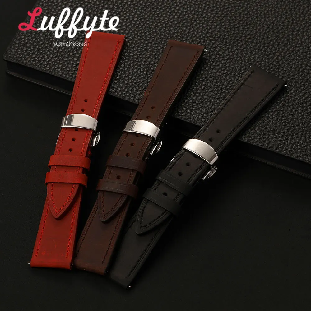 Men Crazy Horse Leather Watch Band 18mm 20mm 22mm Butterfly Clasp Quick Release Universal Replacement Strap For Wristwatch
Men Crazy Horse Leather Watch Band 18mm 20mm 22mm Butterfly Clasp Quick Release Universal Replacement Strap For Wristwatch