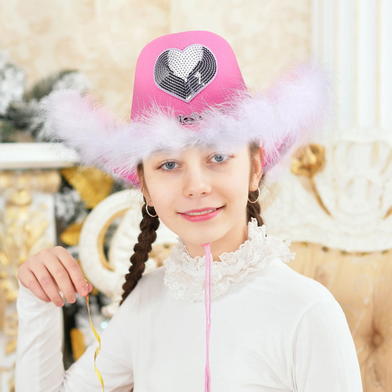Valentine'S Day Pink Cowgirl Hat For Women Nonwoven Fabric Trendy Costume Party Accessory Wide Brim Western Hat Comfortable
Valentine'S Day Pink Cowgirl Hat For Women Nonwoven Fabric Trendy Costume Party Accessory Wide Brim Western Hat Comfortable