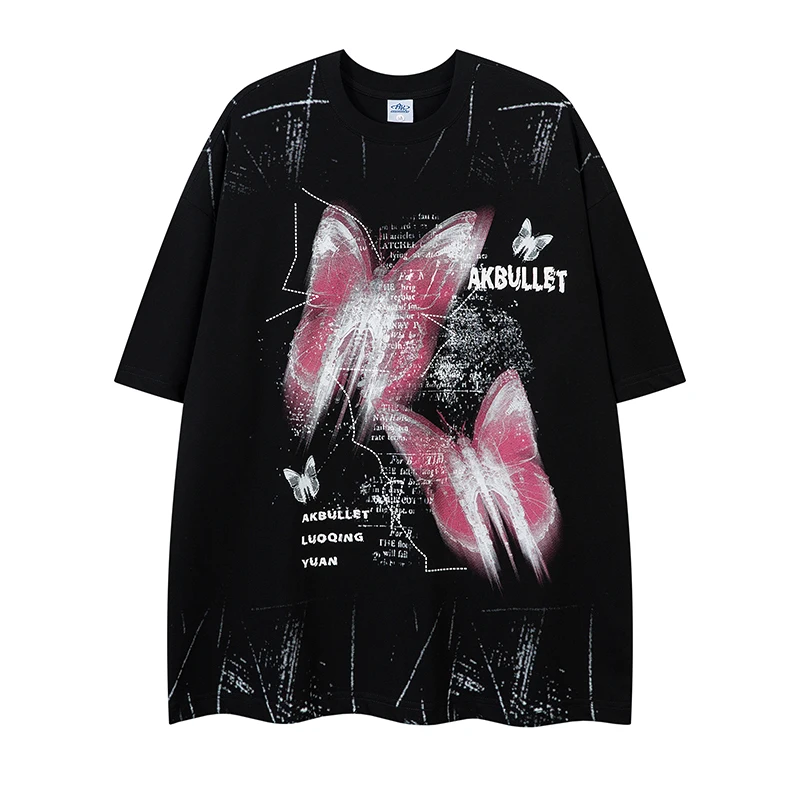 Couple models men's new short-sleeved cotton T-shirt women's summer trend butterfly art painting printing heavy tide T-shirt
Couple models men's new short-sleeved cotton T-shirt women's summer trend butterfly art painting printing heavy tide T-shirt