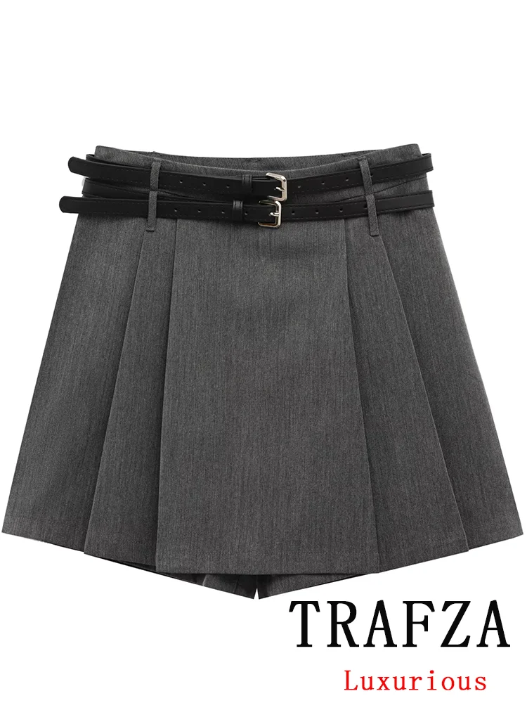 TRAFZA Casual Chic Women Skirt Solid Zipper Sashes Short Slim Pleated Skirt Fashion 2025 Spring Summer Streetwear Mini Skirt
TRAFZA Casual Chic Women Skirt Solid Zipper Sashes Short Slim Pleated Skirt Fashion 2025 Spring Summer Streetwear Mini Skirt