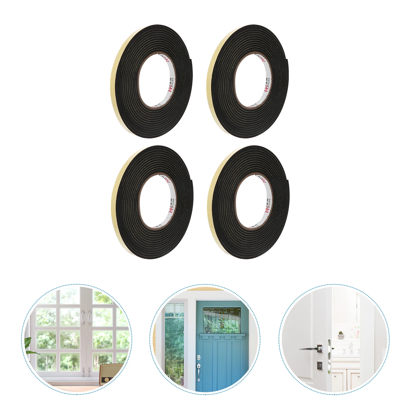 4pcs 4 Rolls Black Foam Adhesive Sealing Strip Windproof Noise Reduction Door Seal Tape Shockproof Eva Sponge Material Durable
4pcs 4 Rolls Black Foam Adhesive Sealing Strip Windproof Noise Reduction Door Seal Tape Shockproof Eva Sponge Material Durable