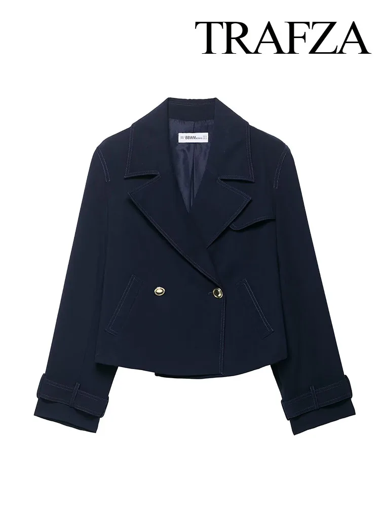 TRAFZA Women's Autumn High Street Jackets Solid Turn-Down Collar Pockets Double-Breasted Female Fashion Long Sleeves Coats 2025
TRAFZA Women's Autumn High Street Jackets Solid Turn-Down Collar Pockets Double-Breasted Female Fashion Long Sleeves Coats 2025