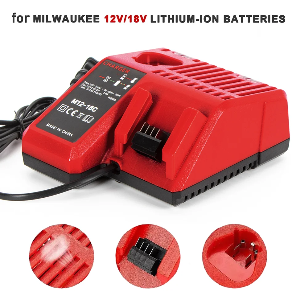 Зарядное устройство для литий-ионного аккумулятора 3А для Milwaukee для M12 M18 48-11-1815 48-11-1828 48-11-2401 48-11-2402 Вилка европейского стандарта 110-240 В Высокое качество 
Зарядное устройство для литий-ионного аккумулятора 3А для Milwaukee для M12 M18 48-11-1815 48-11-1828 48-11-2401 48-11-2402 Вилка европейского стандарта 110-240 В Высокое качество