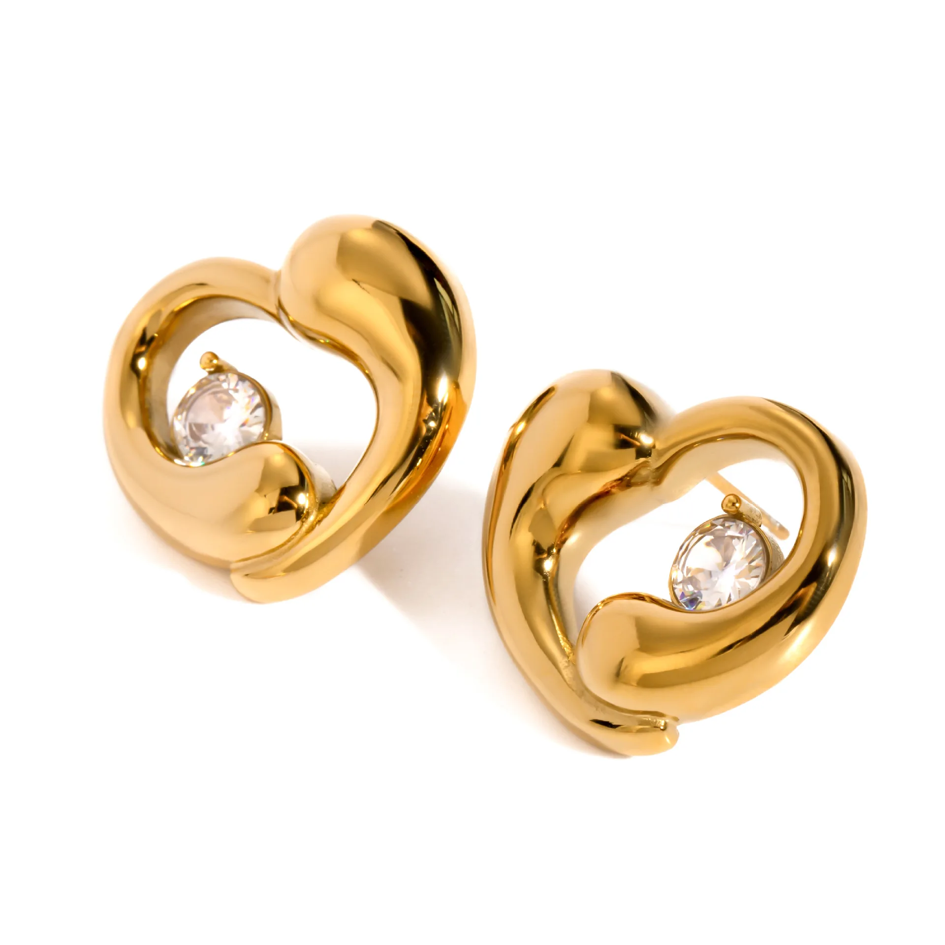 Stainless Steel PVD 18K Gold Plated Tarnish Waterproof Crystal Hearts Stud Earrings For Woman Jewelry Wholesale INS
Stainless Steel PVD 18K Gold Plated Tarnish Waterproof Crystal Hearts Stud Earrings For Woman Jewelry Wholesale INS