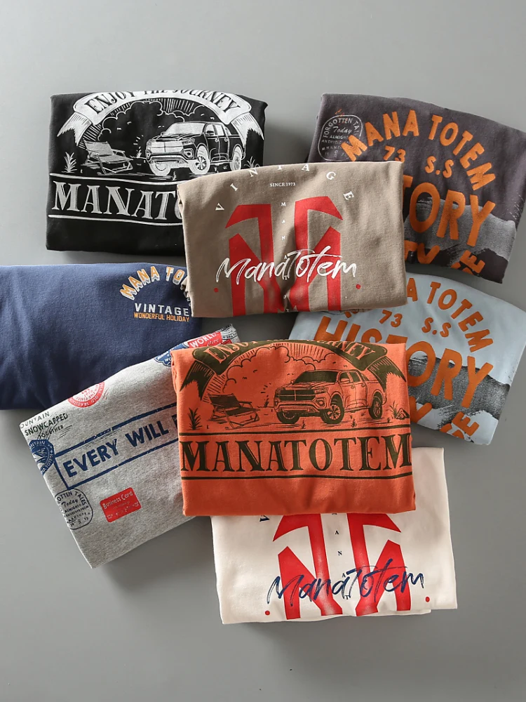 Summer New American Retro Short-sleeved O-neck Letter Printed T-shirt Men's Fashion Simple 100% Cotton Washed Casual Sport Tops
Summer New American Retro Short-sleeved O-neck Letter Printed T-shirt Men's Fashion Simple 100% Cotton Washed Casual Sport Tops