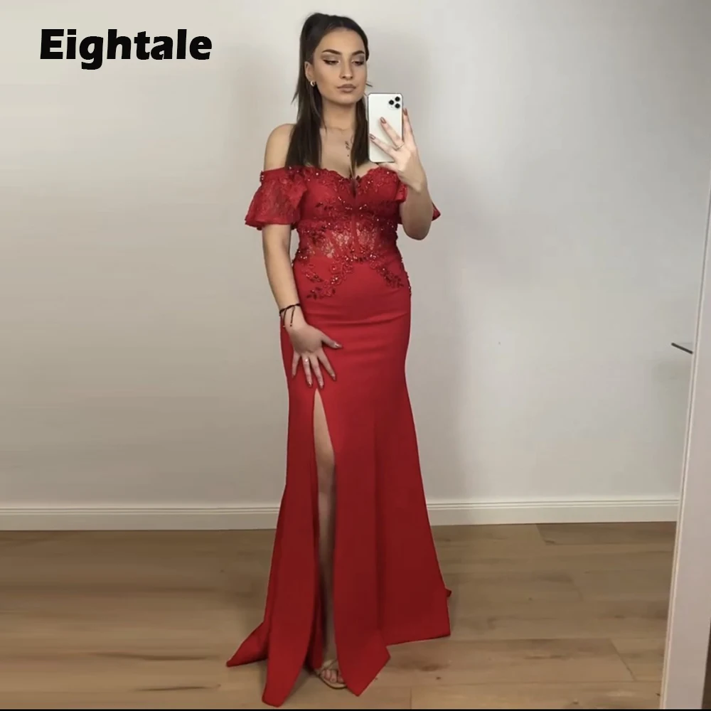 Eightale Vintage Evening Dress for Wedding Party Beaded Off Shoulder Mermaid Satin Slit Arabic Dubai Prom Gowns Celebrity Dress
Eightale Vintage Evening Dress for Wedding Party Beaded Off Shoulder Mermaid Satin Slit Arabic Dubai Prom Gowns Celebrity Dress