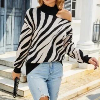 Women Print Knit Sweater Half High Collar Hollow Out Tops Full Sleeve Spliced Thick Sweaters Off Shoulder Sexy Lady Streetwear
Women Print Knit Sweater Half High Collar Hollow Out Tops Full Sleeve Spliced Thick Sweaters Off Shoulder Sexy Lady Streetwear