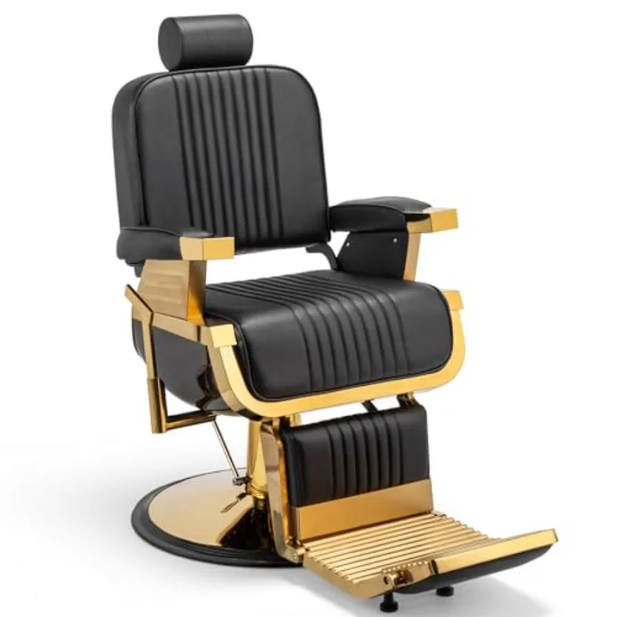 Heavy Duty Vintage Barber Chair for Salon Use, Black Gold Steel Frame with Hydraulic Reclining, Footrest Headrest, 360 Swivel A
Heavy Duty Vintage Barber Chair for Salon Use, Black Gold Steel Frame with Hydraulic Reclining, Footrest Headrest, 360 Swivel A