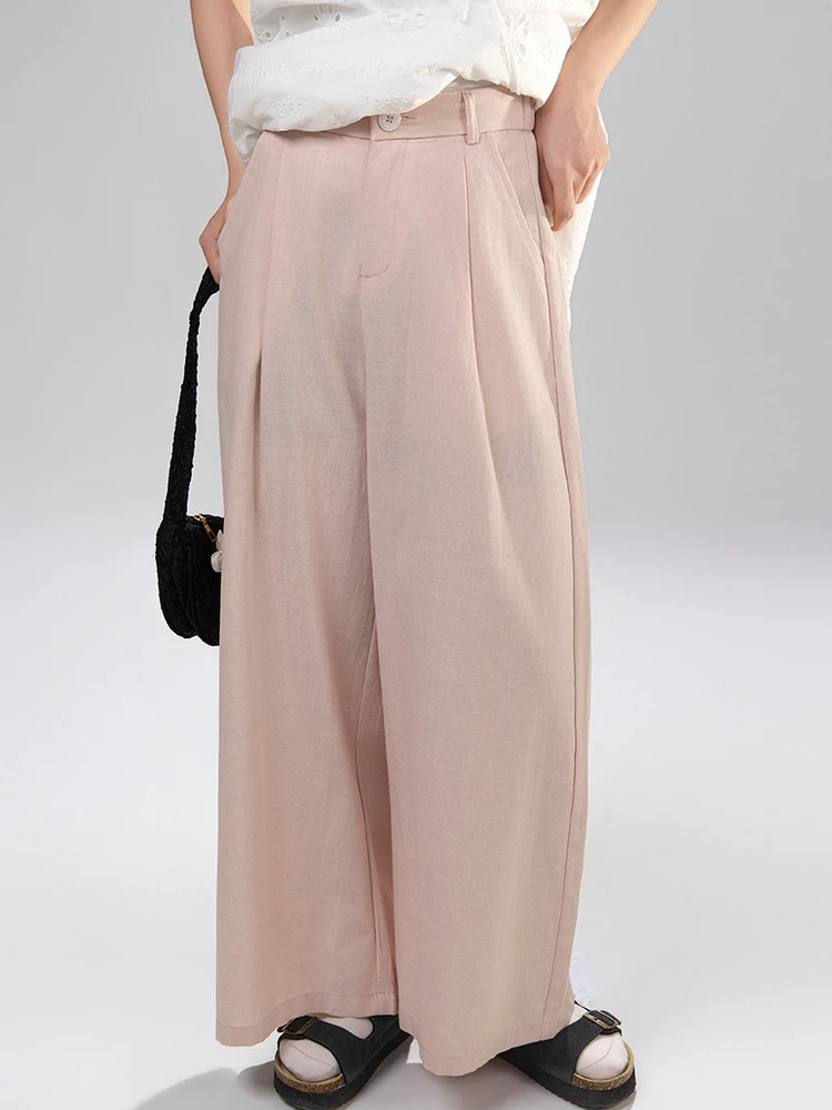 Pink Casual Trousers High Waist Straight Leg Wide Leg Loose Fit Silk Cotton Blend Semi-Elastic Waist Straight Cut Pants Women
Pink Casual Trousers High Waist Straight Leg Wide Leg Loose Fit Silk Cotton Blend Semi-Elastic Waist Straight Cut Pants Women