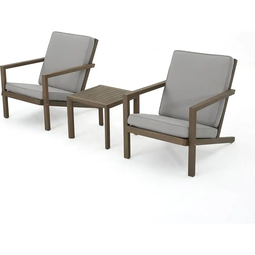 Grey Acacia Wood 3-Piece Outdoor Chat Set with Water-Resistant Cushions
Grey Acacia Wood 3-Piece Outdoor Chat Set with Water-Resistant Cushions