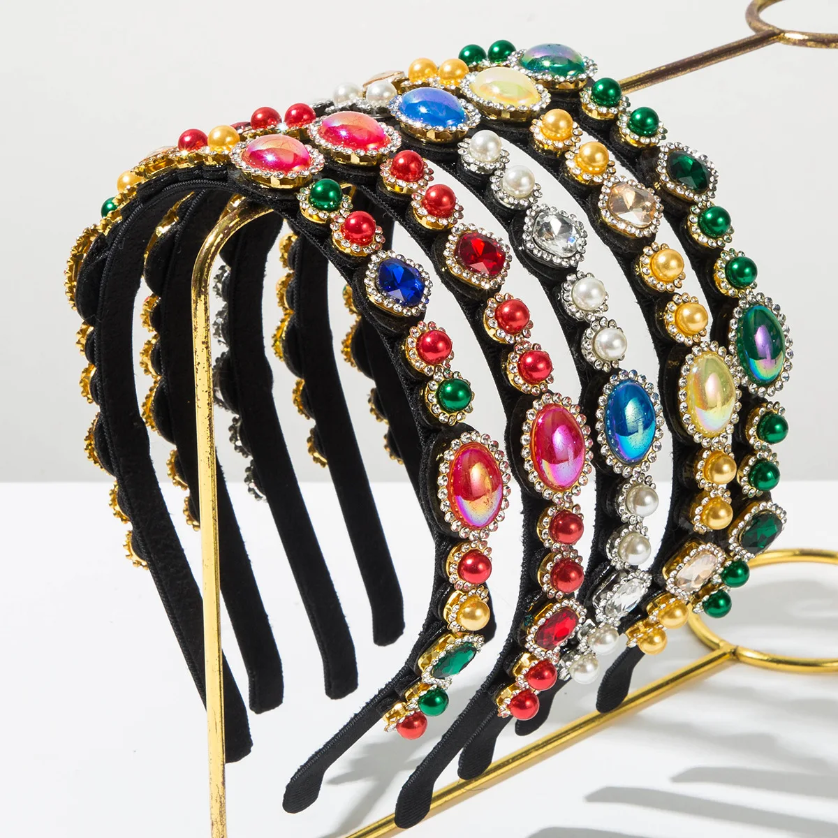 Regal Baroque Style Jeweled Headband Black Fabric Base With Multicolor Gemstone And Pearl Accents For Luxe Vintage Daily Looks
Regal Baroque Style Jeweled Headband Black Fabric Base With Multicolor Gemstone And Pearl Accents For Luxe Vintage Daily Looks