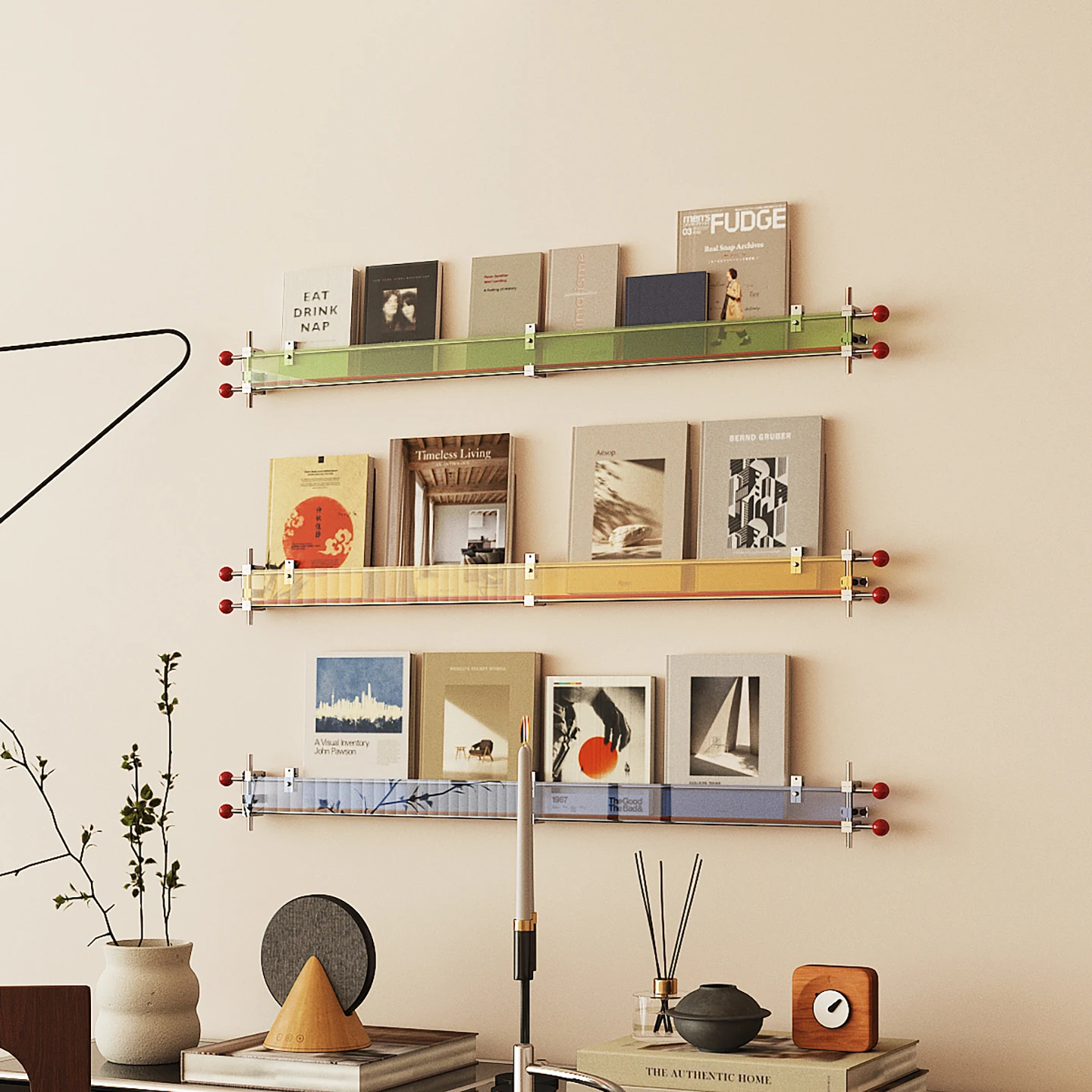 Optical axis magazine rack acrylic Bauhaus upper wall background wall decoration newspaper storage display rack wall book shelf
Optical axis magazine rack acrylic Bauhaus upper wall background wall decoration newspaper storage display rack wall book shelf
