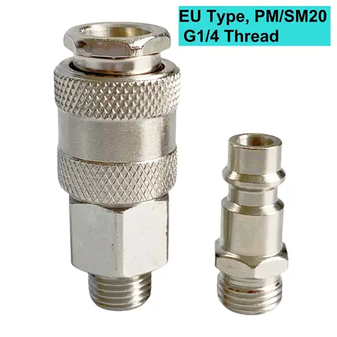 European Type Pneumatic Fitting PM/SM20 EU Standard Quick Coupling Connector Coupler For Air Compressor With G1/4 Male Thread