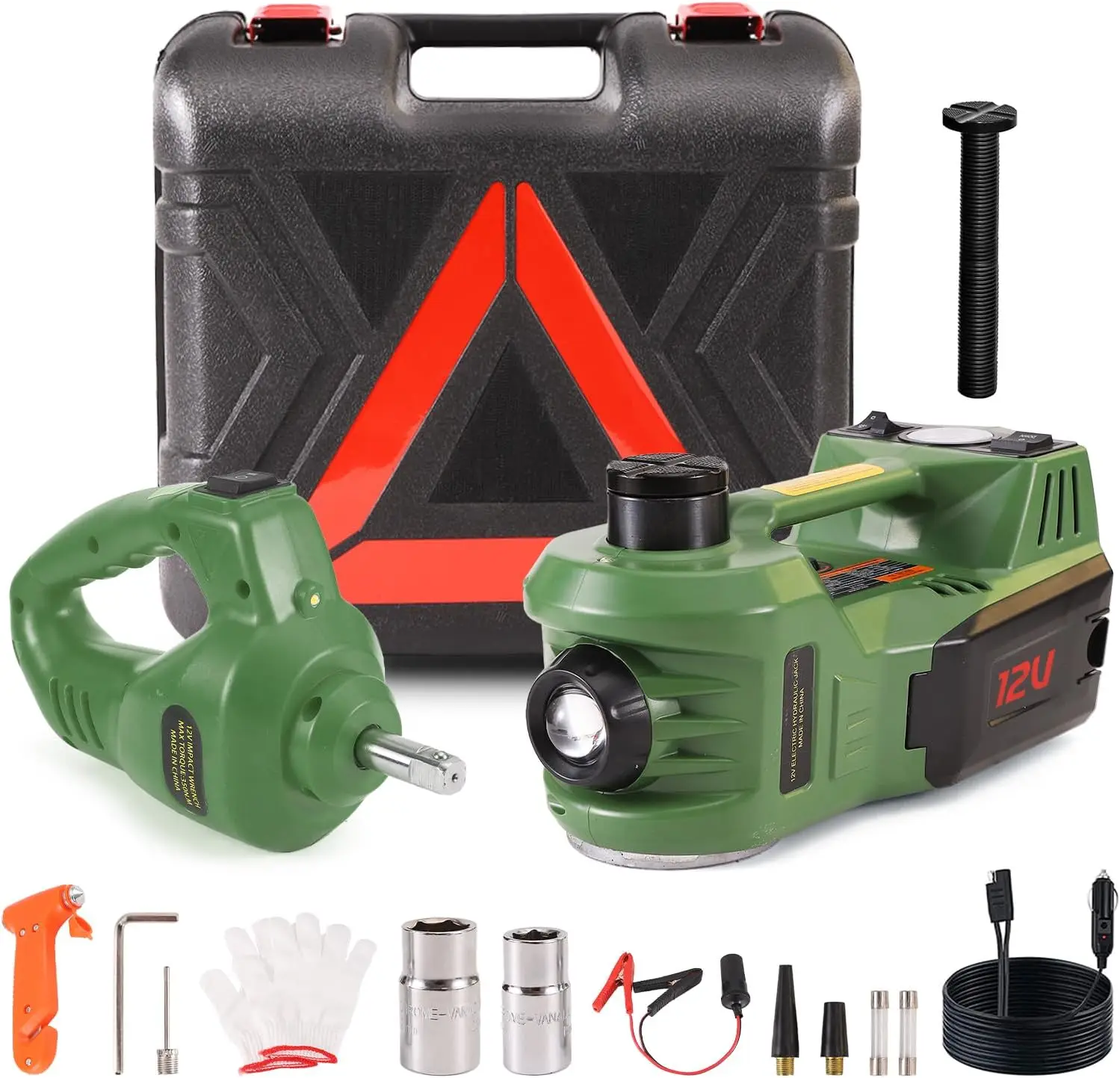 Portable 5 Ton 12V Electric Car Jack Kit with Impact Wrench and Tire Inflator Pump for Vehicle Emergency Repair
Portable 5 Ton 12V Electric Car Jack Kit with Impact Wrench and Tire Inflator Pump for Vehicle Emergency Repair