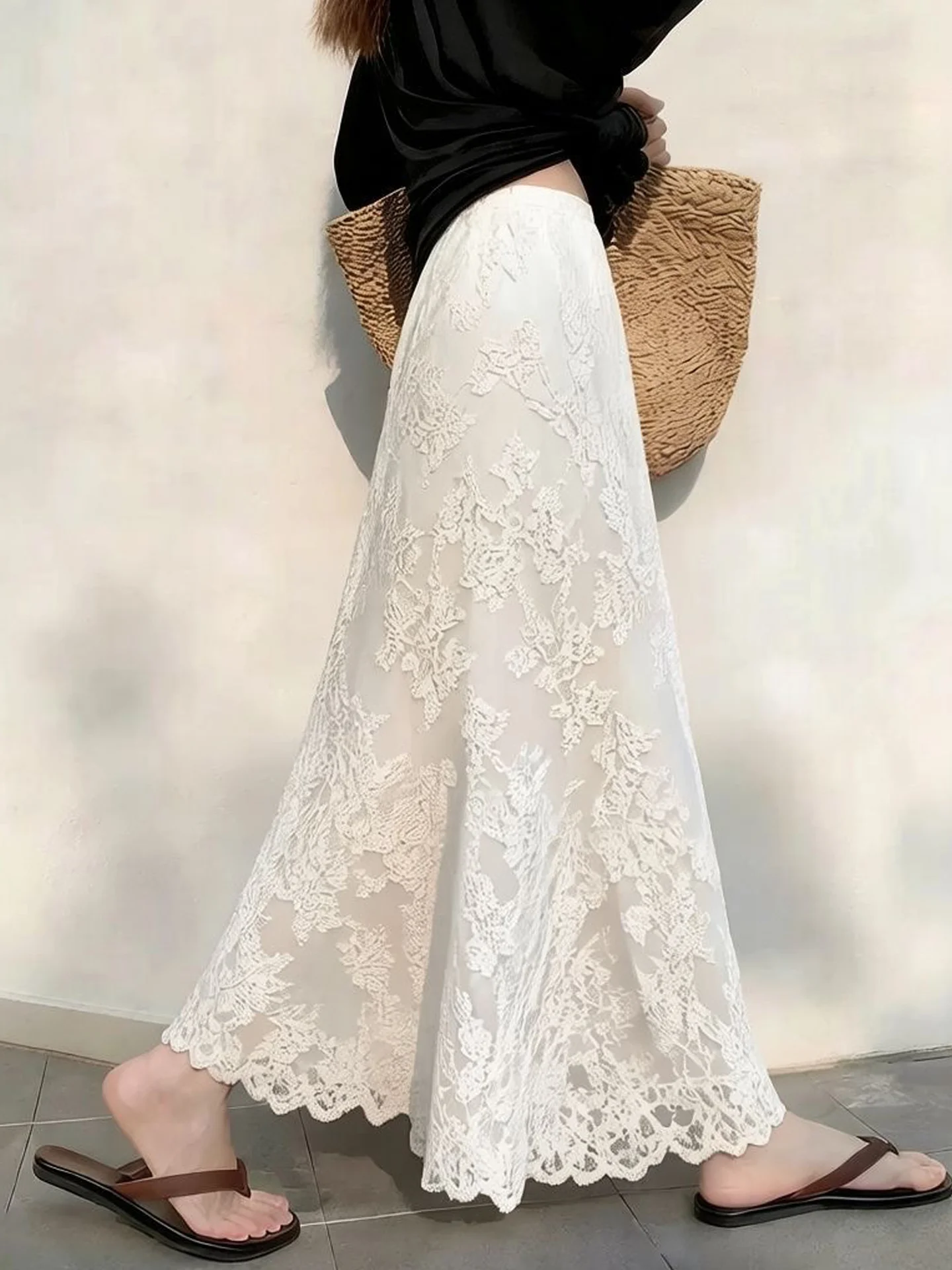 Elegant White Lace High Waist Skirt for Women Commute Friendly Anti-static Fitted A-Line Skirt Korean Style
Elegant White Lace High Waist Skirt for Women Commute Friendly Anti-static Fitted A-Line Skirt Korean Style