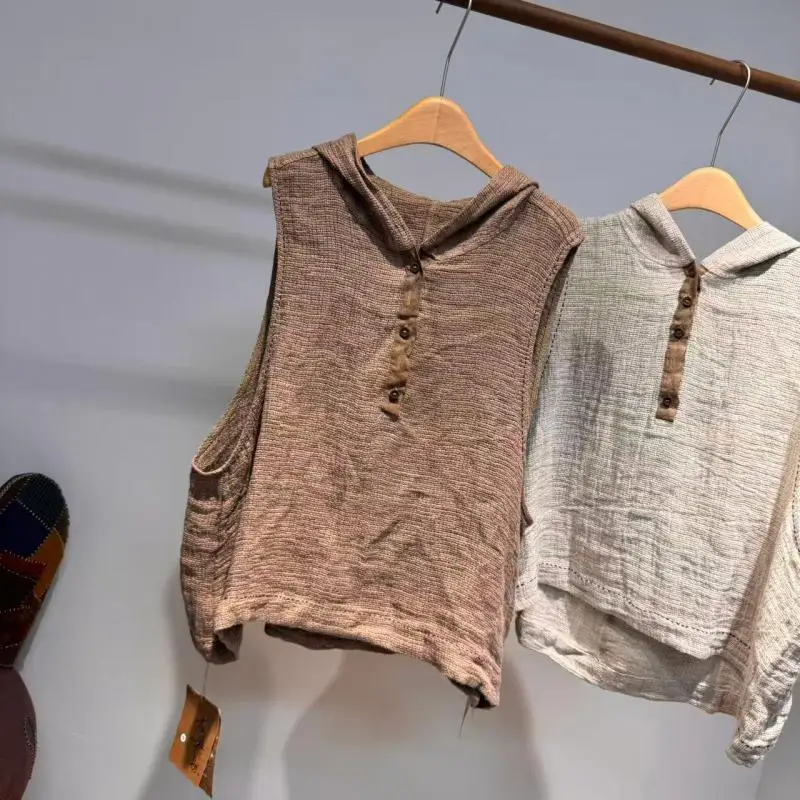 Original Design Spring Summer Style Women Sleeveless Loose Linen Tank Tops Good Quality All-matched Casual Hooded Tank Top B0306
Original Design Spring Summer Style Women Sleeveless Loose Linen Tank Tops Good Quality All-matched Casual Hooded Tank Top B0306