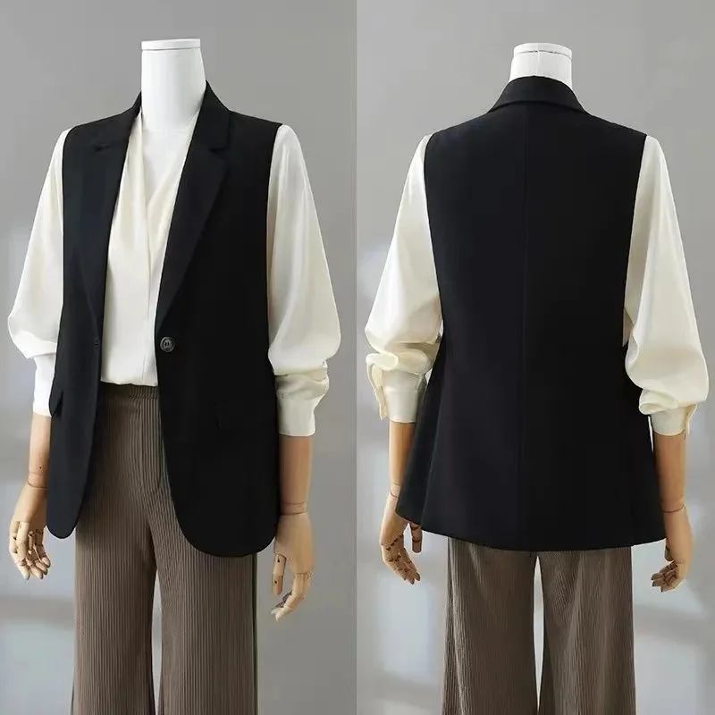 Women Suit Vest 2025 New Spring Women's Blazer Korean Loose Sleeveless Jacket Fashion Loose Wild Lined Coat
Women Suit Vest 2025 New Spring Women's Blazer Korean Loose Sleeveless Jacket Fashion Loose Wild Lined Coat