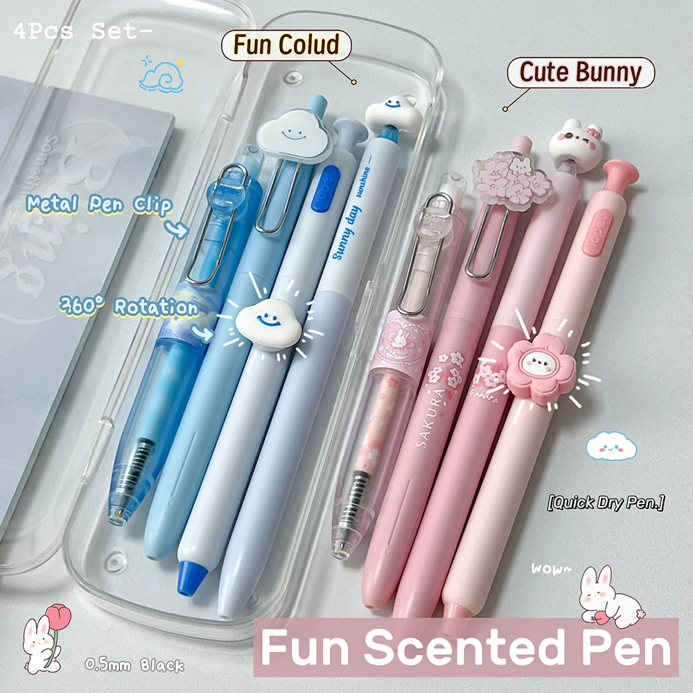 4Pcs/Set Cute Scented Gel Pen 0.5mm Fun Bunny Style Quick-Dry Pen Creative Cloud Black Writing Pocket Pen Study & Office Use
4Pcs/Set Cute Scented Gel Pen 0.5mm Fun Bunny Style Quick-Dry Pen Creative Cloud Black Writing Pocket Pen Study & Office Use