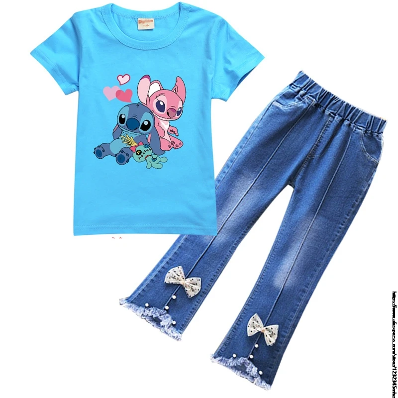 Lilo And Stitch Four Seasons Wear Kawaii Sports Top Jeans Pants Sets Girls Kids with High Quality Wear Resistant Cheap Fashion
Lilo And Stitch Four Seasons Wear Kawaii Sports Top Jeans Pants Sets Girls Kids with High Quality Wear Resistant Cheap Fashion
