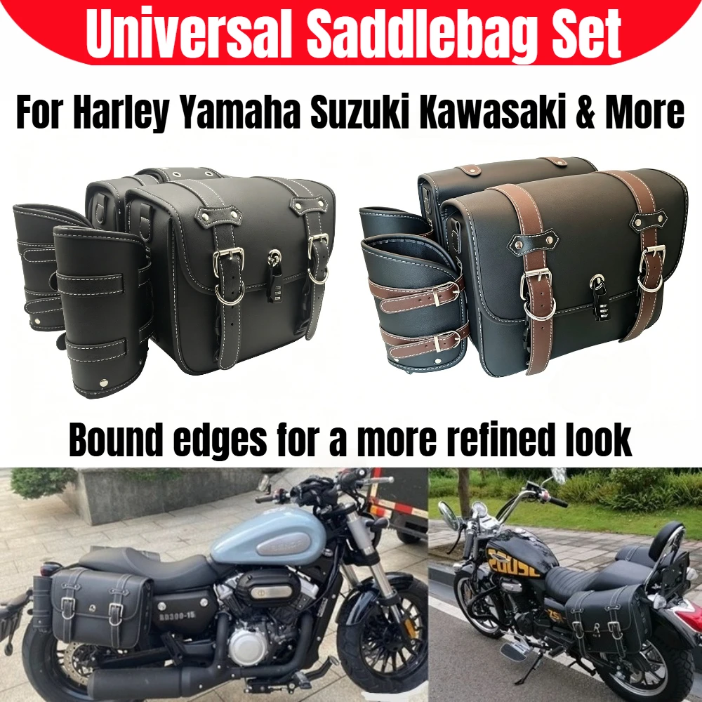 Motorcycle Saddlebags PU Leather Rivet Waterproof Large Capacity Universal Side Bags Pair for Cruiser Touring Racing, for Harley
Motorcycle Saddlebags PU Leather Rivet Waterproof Large Capacity Universal Side Bags Pair for Cruiser Touring Racing, for Harley