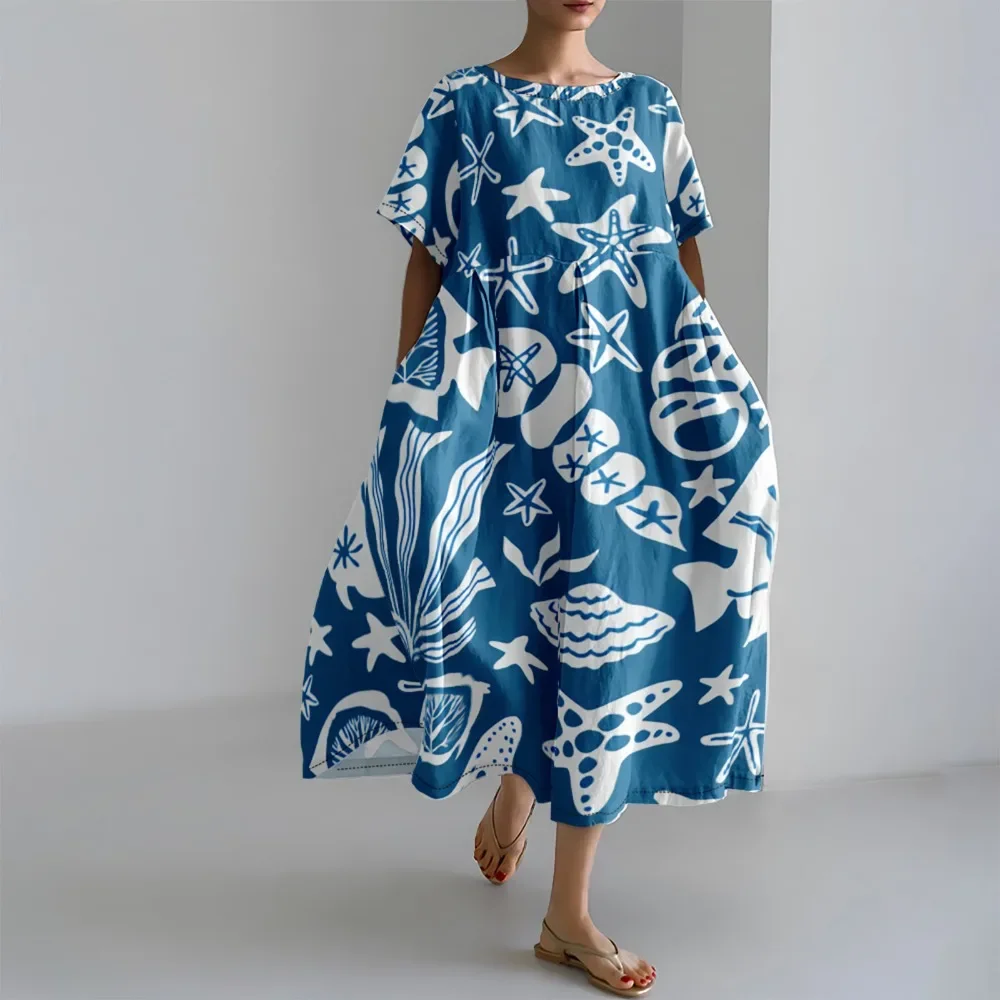 Women's Seashell Print Loose Casual Round Neck Dress Boho Summer Dresses Sexy Elegant Midi Dress Nature-Inspired Women's Wear
Women's Seashell Print Loose Casual Round Neck Dress Boho Summer Dresses Sexy Elegant Midi Dress Nature-Inspired Women's Wear