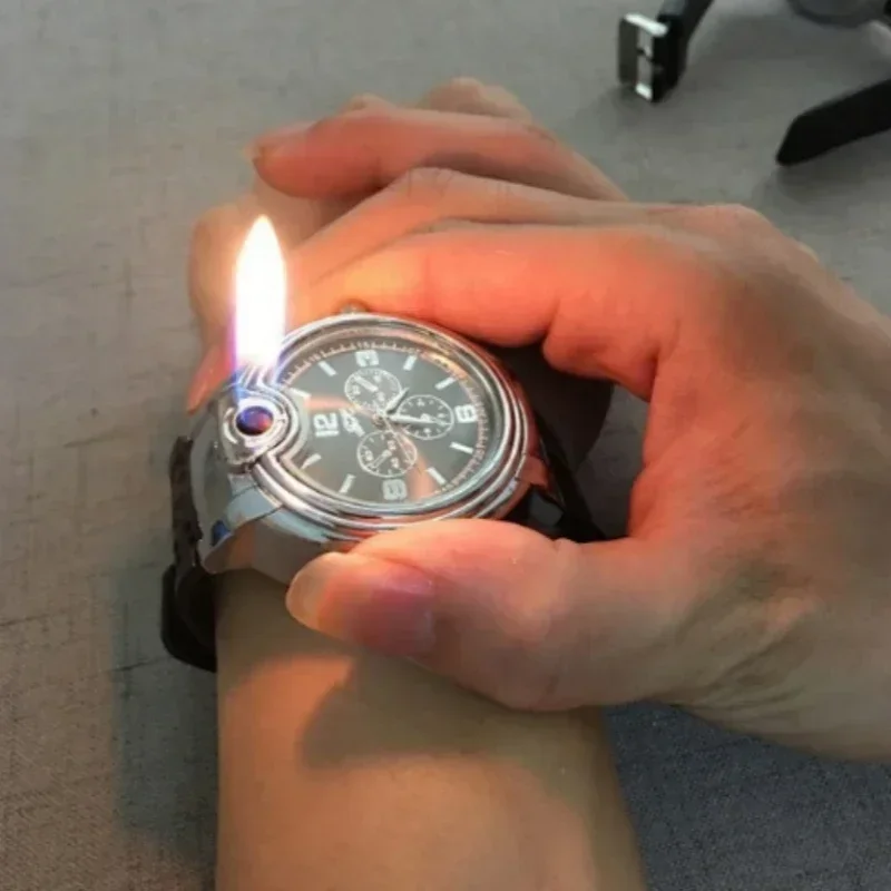 Metal Gas Watch Lighter Refillable Gas Portable Outdoor Windproof Lighter, Fashionable Cool Personality Creative Smoking Gift
Metal Gas Watch Lighter Refillable Gas Portable Outdoor Windproof Lighter, Fashionable Cool Personality Creative Smoking Gift