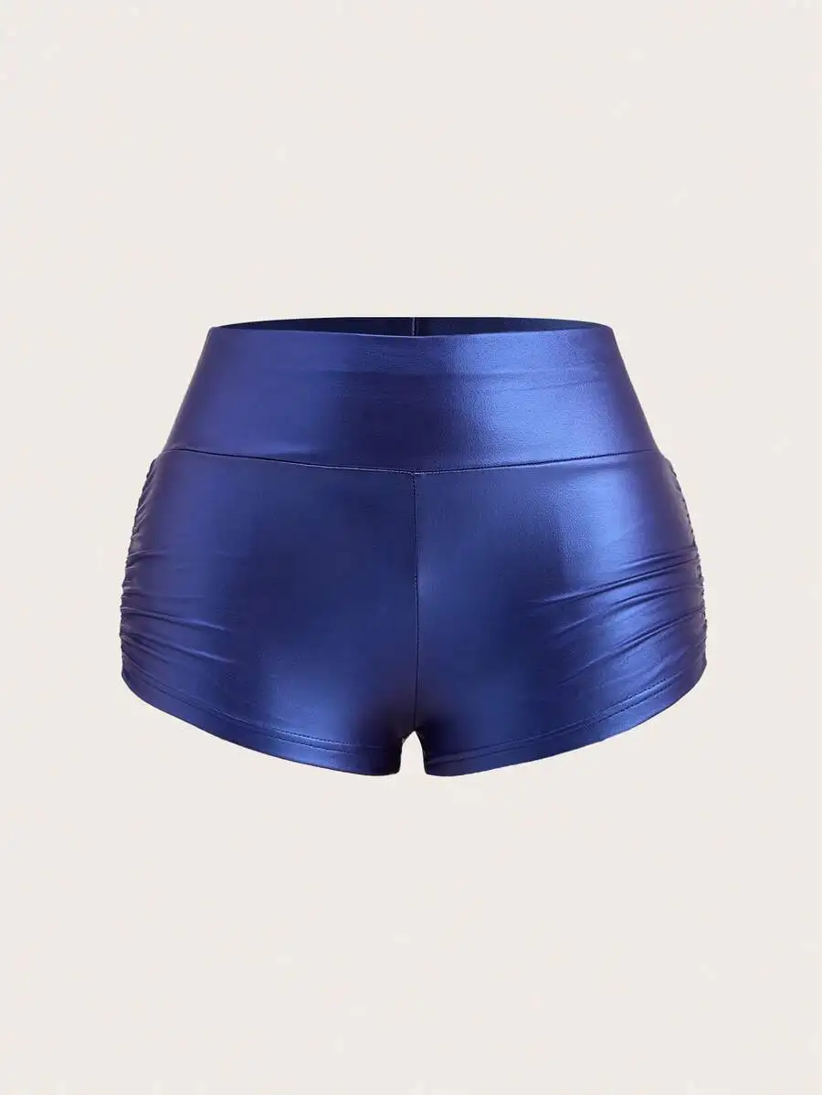 Women Solid Color Ruched PU Leather High Waist Shorts
Women Solid Color Ruched PU Leather High Waist Shorts