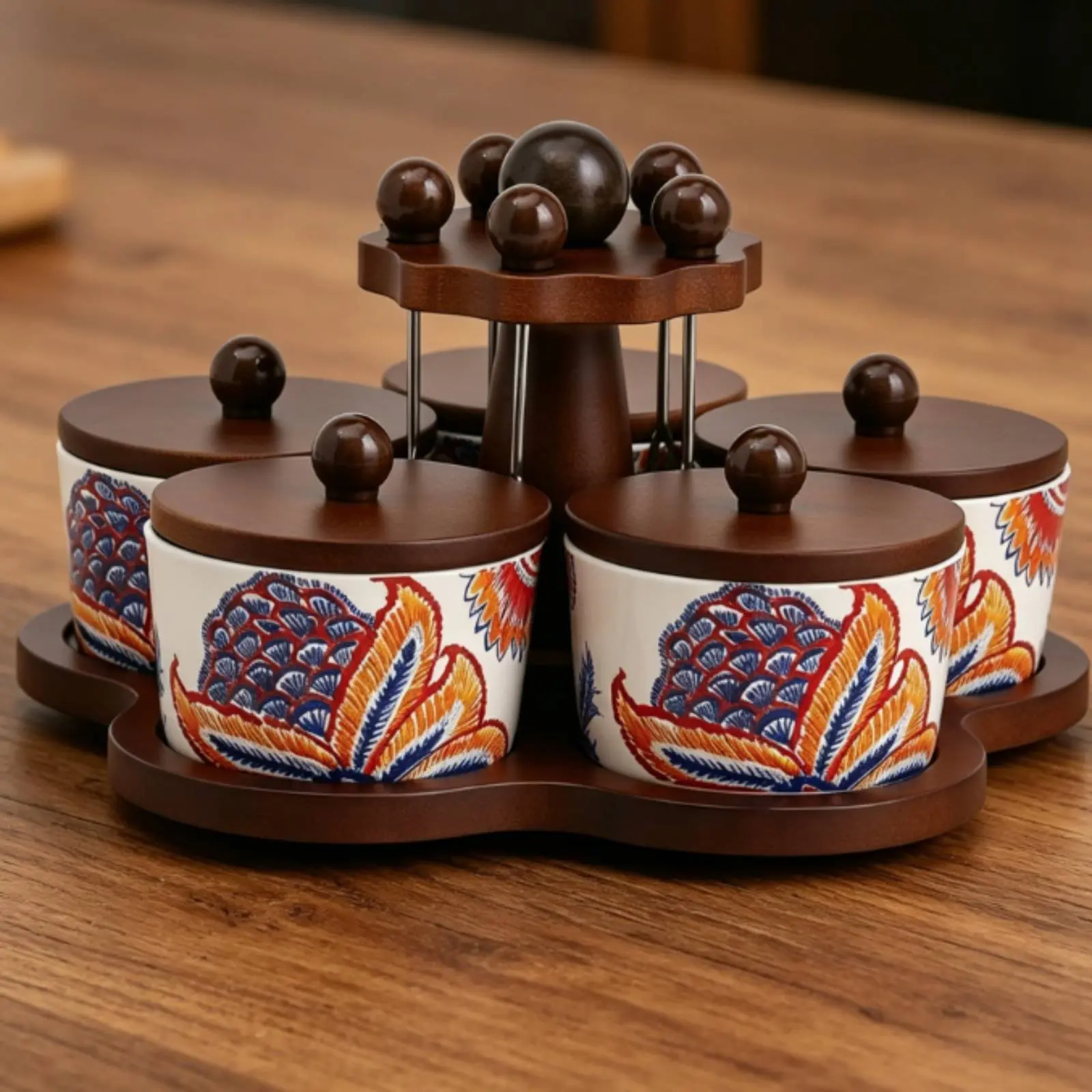 Rotating Snack Serving Tray With Lids Multi-Compartment Snack Box Ceramic Condiment Server Set Compartmentalized Design
Rotating Snack Serving Tray With Lids Multi-Compartment Snack Box Ceramic Condiment Server Set Compartmentalized Design