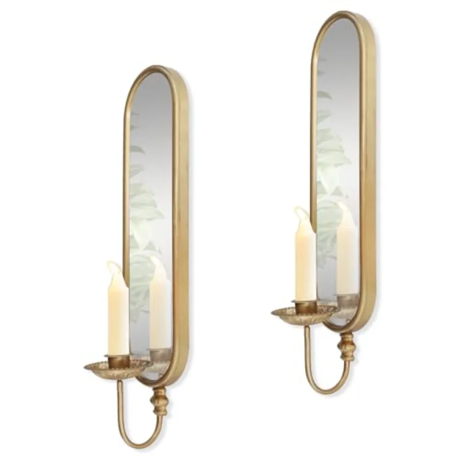 Set of 2 Vintage Gold Iron Candle Sconce and Mirror Rustic Metal Wall Candle Holders for Pillar Candles Wall Living Room Bathro
Set of 2 Vintage Gold Iron Candle Sconce and Mirror Rustic Metal Wall Candle Holders for Pillar Candles Wall Living Room Bathro