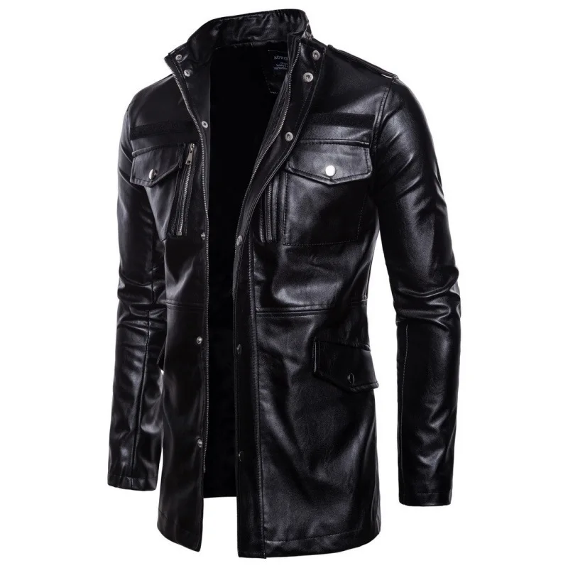 2025 New Solid Color Mid Length Men Stand Collar Four Pockets Motorcycle Style Leather Jacket Coat Slim Fit Trendy Outerwear
2025 New Solid Color Mid Length Men Stand Collar Four Pockets Motorcycle Style Leather Jacket Coat Slim Fit Trendy Outerwear
