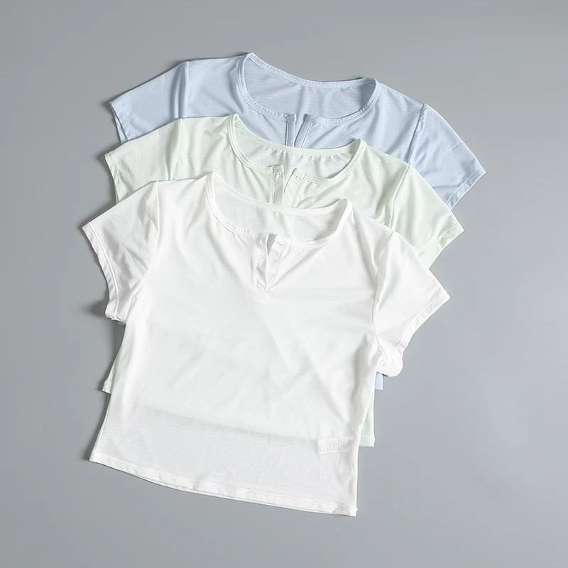 Yoga short-sleeved women's summer quick-drying Pilates training bodysuit short v-neck jumping running sports T-shirt
Yoga short-sleeved women's summer quick-drying Pilates training bodysuit short v-neck jumping running sports T-shirt