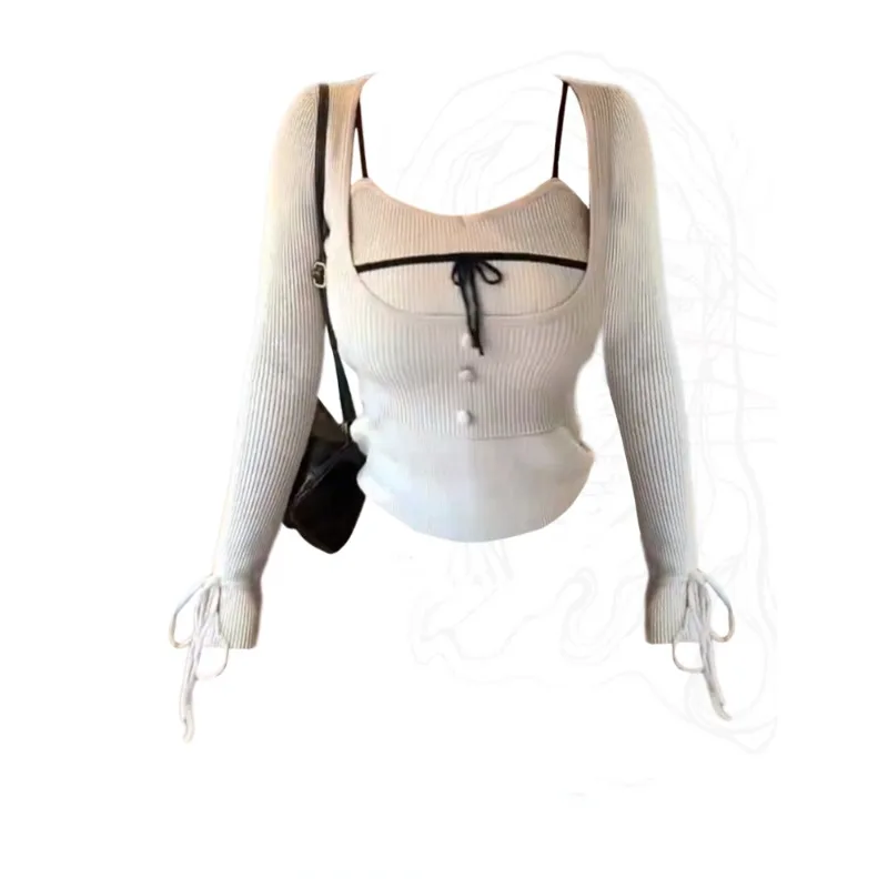 Autumn Fake Two Pieces Casual Bow Patchwork Women Sweaters Square Collar Long Sleeve Pullovers Sweet Chic Fashion Jumpers
Autumn Fake Two Pieces Casual Bow Patchwork Women Sweaters Square Collar Long Sleeve Pullovers Sweet Chic Fashion Jumpers