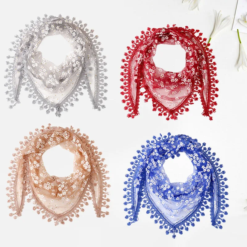 1PC Summer Lace Scarf Polyester Triangle Scarf Tassel Scarves Headscarf Shawl Women Photo Props Hollow Out Sheer
1PC Summer Lace Scarf Polyester Triangle Scarf Tassel Scarves Headscarf Shawl Women Photo Props Hollow Out Sheer