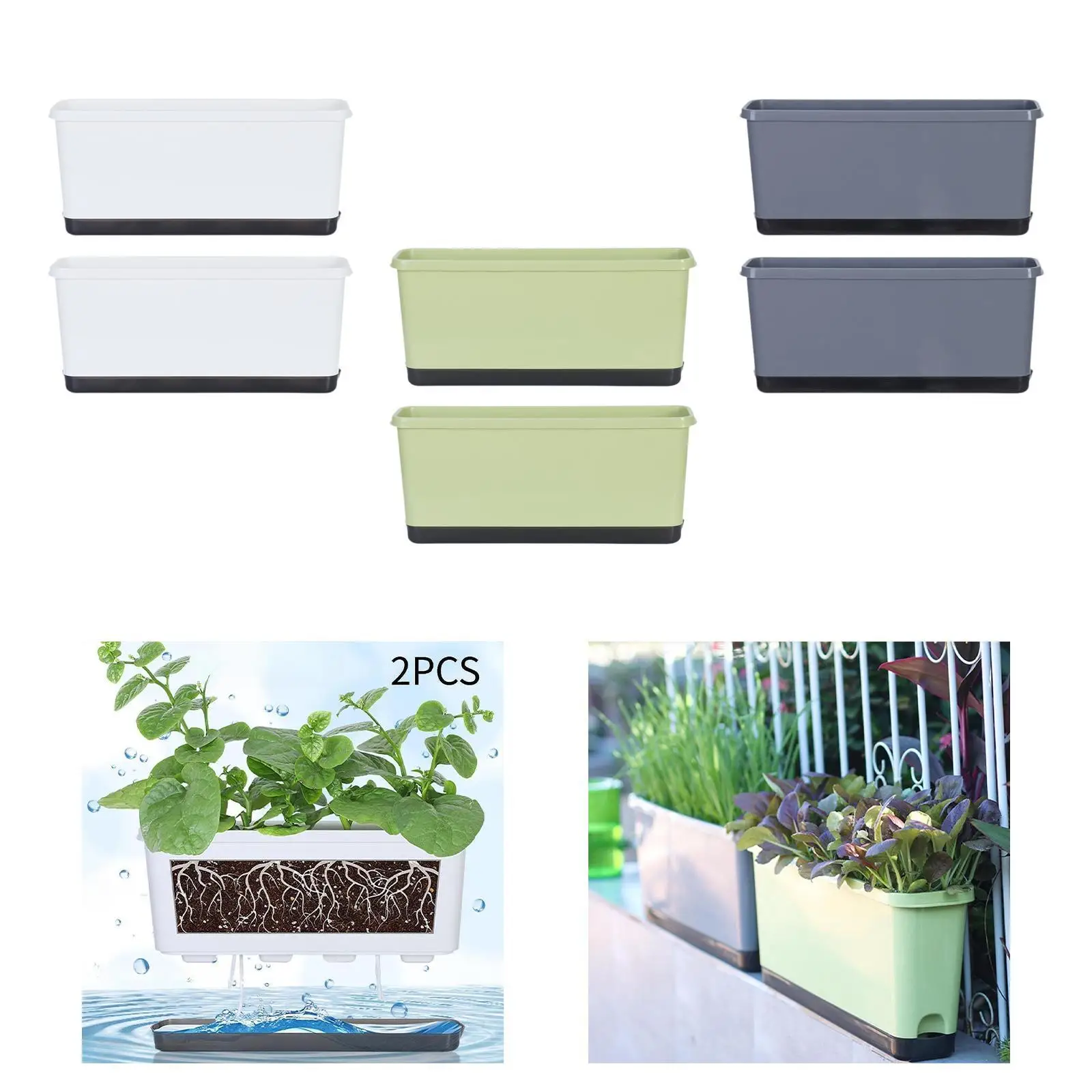 2Pcs Window Box Planter Flower Pot with Drainage Holes with Absorbent Cotton Rope Versatile Accessories for Home Porch Sturdy
2Pcs Window Box Planter Flower Pot with Drainage Holes with Absorbent Cotton Rope Versatile Accessories for Home Porch Sturdy