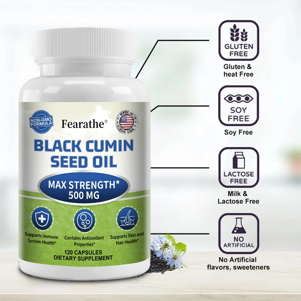 Black Cumin Seed Oil Capsules - Immune & Digestive Support, Hair Skin & Cardiovascular Health, Non-GMO Gluten-Free, 120 Counts
Black Cumin Seed Oil Capsules - Immune & Digestive Support, Hair Skin & Cardiovascular Health, Non-GMO Gluten-Free, 120 Counts