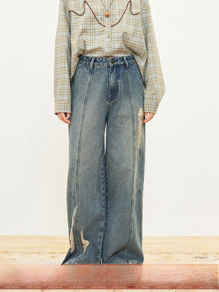 Retro Distressed Wide Leg Jeans Patchwork Design Slimming Versatile Denim Pants Casual Style Natural Waist Cotton Blend Zippe...
Retro Distressed Wide Leg Jeans Patchwork Design Slimming Versatile Denim Pants Casual Style Natural Waist Cotton Blend Zippe...