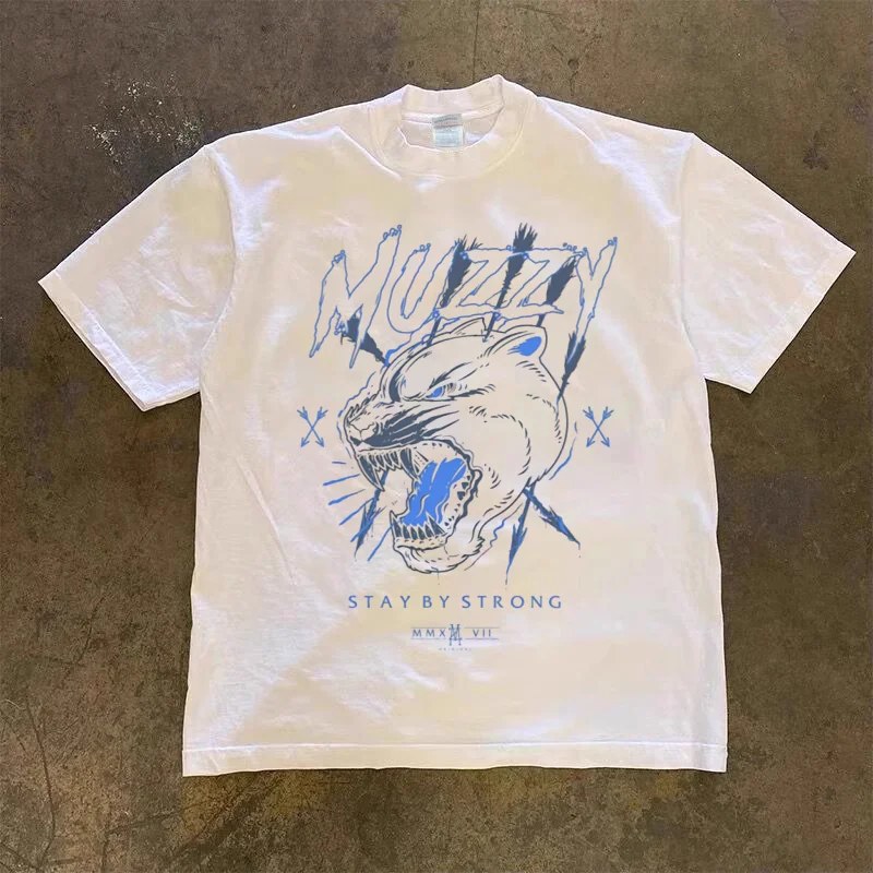 American T-shirt; Fashionable, loose and versatile retro tiger creative printed short sleeved T-shirt for men and women y2k top
American T-shirt; Fashionable, loose and versatile retro tiger creative printed short sleeved T-shirt for men and women y2k top