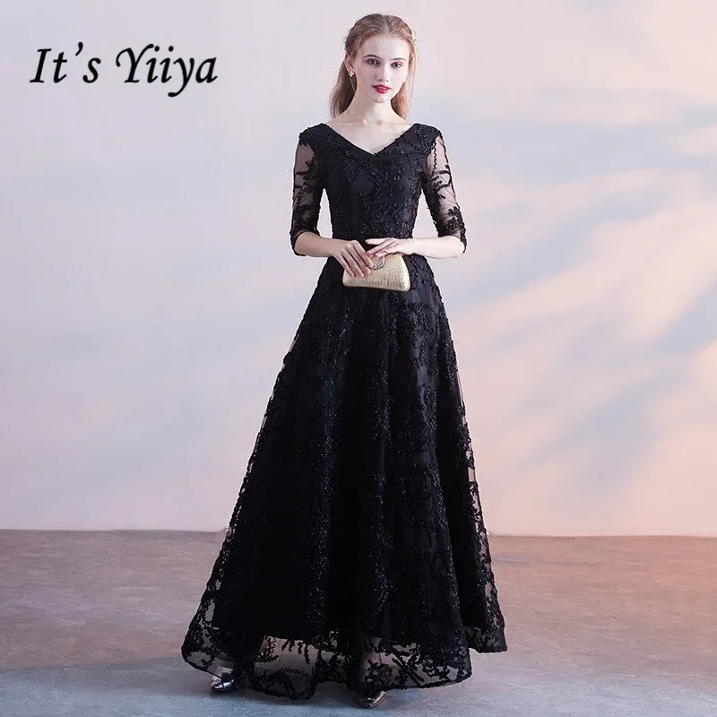 It's Yiiya Customized Evening Dress Black V-Neck Half Sleeves A-line Floor Length Plus size Woman Party Formal Gown LX390
It's Yiiya Customized Evening Dress Black V-Neck Half Sleeves A-line Floor Length Plus size Woman Party Formal Gown LX390