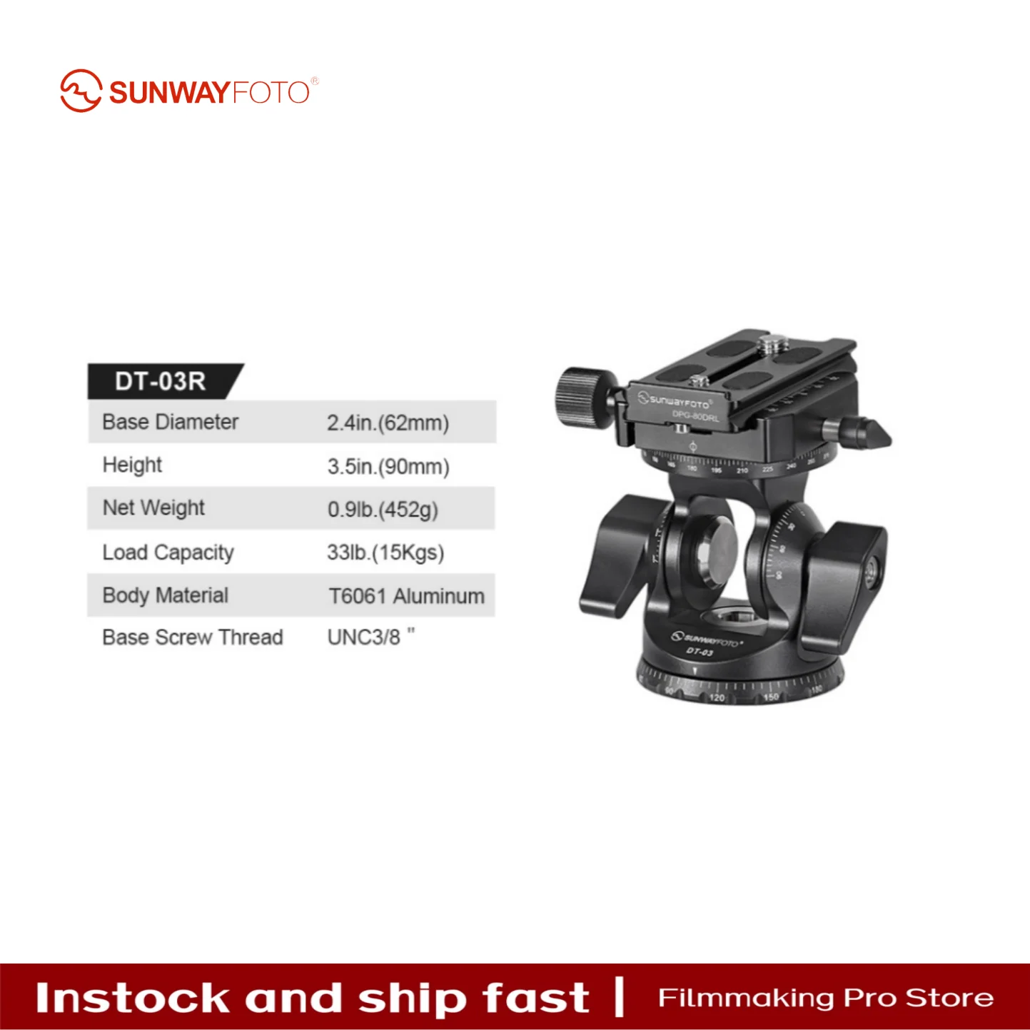 SUNWAYFOTO DT-03R Двусторонняя головка — легкая и прочная алюминиевая камера T6061, панорамная наклонная головка с грузоподъемностью 33 фунта
SUNWAYFOTO DT-03R Двусторонняя головка — легкая и прочная алюминиевая камера T6061, панорамная наклонная головка с грузоподъемностью 33 фунта